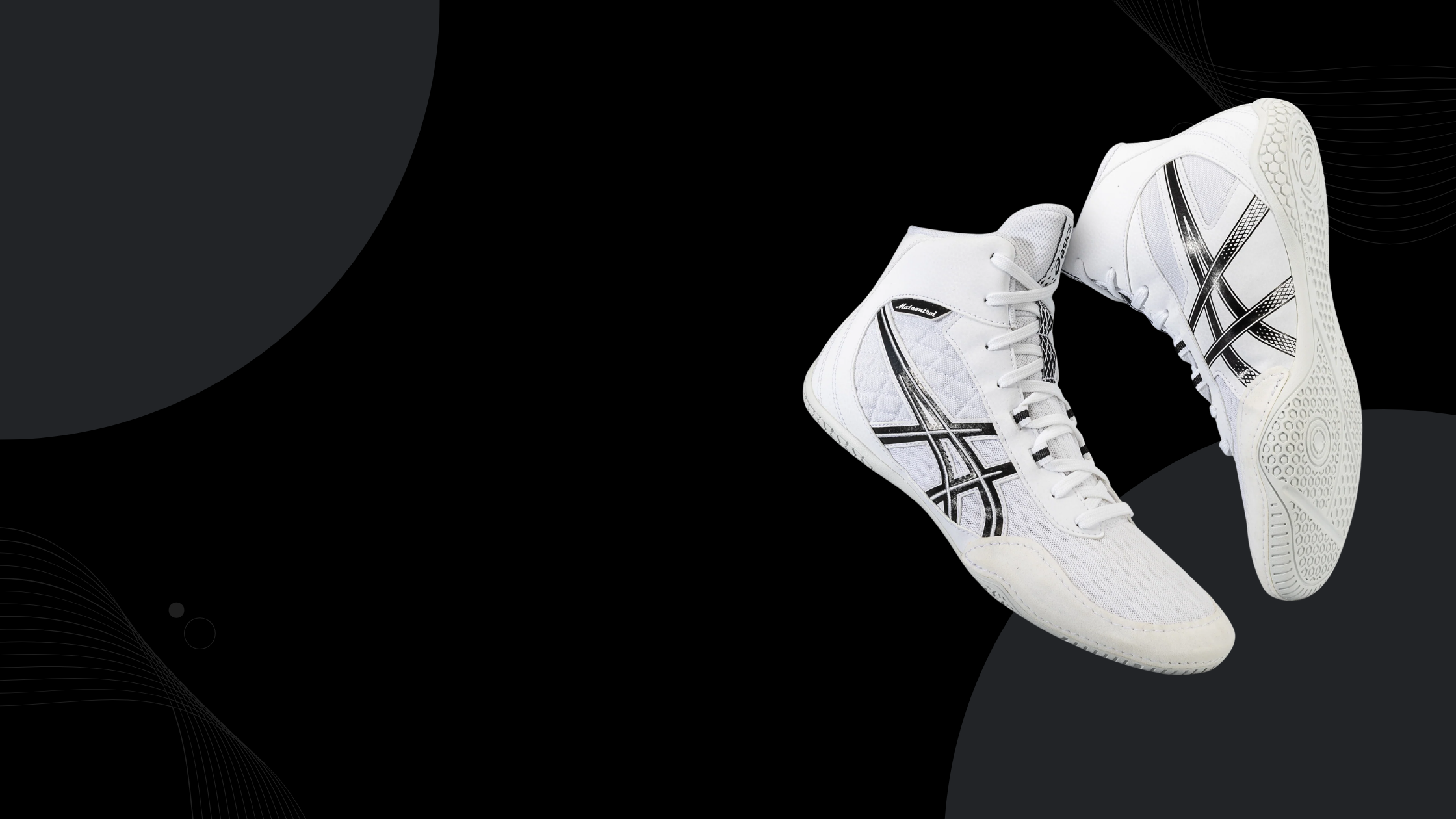 Wrestling shoes on mat