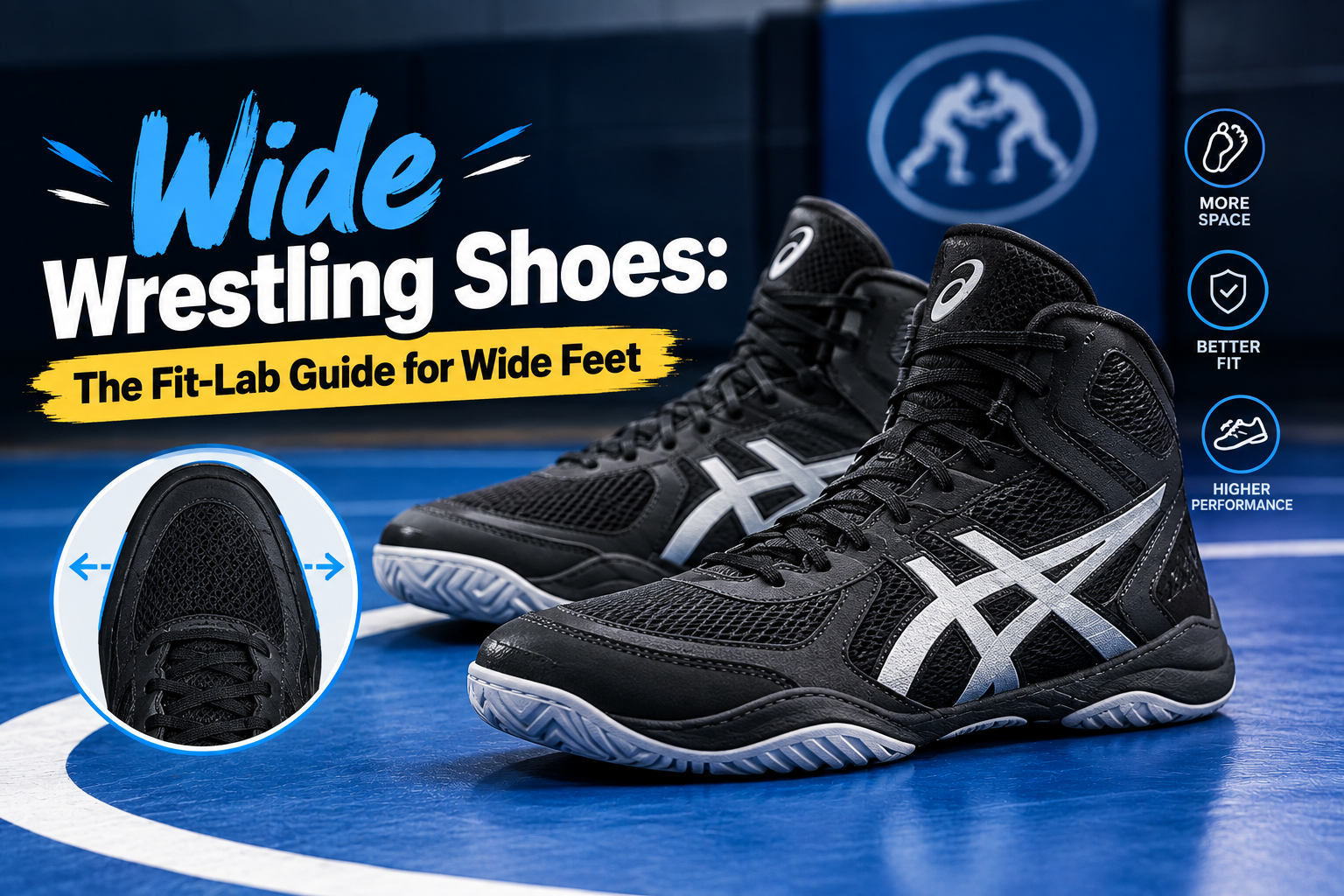 Wide wrestling shoes
